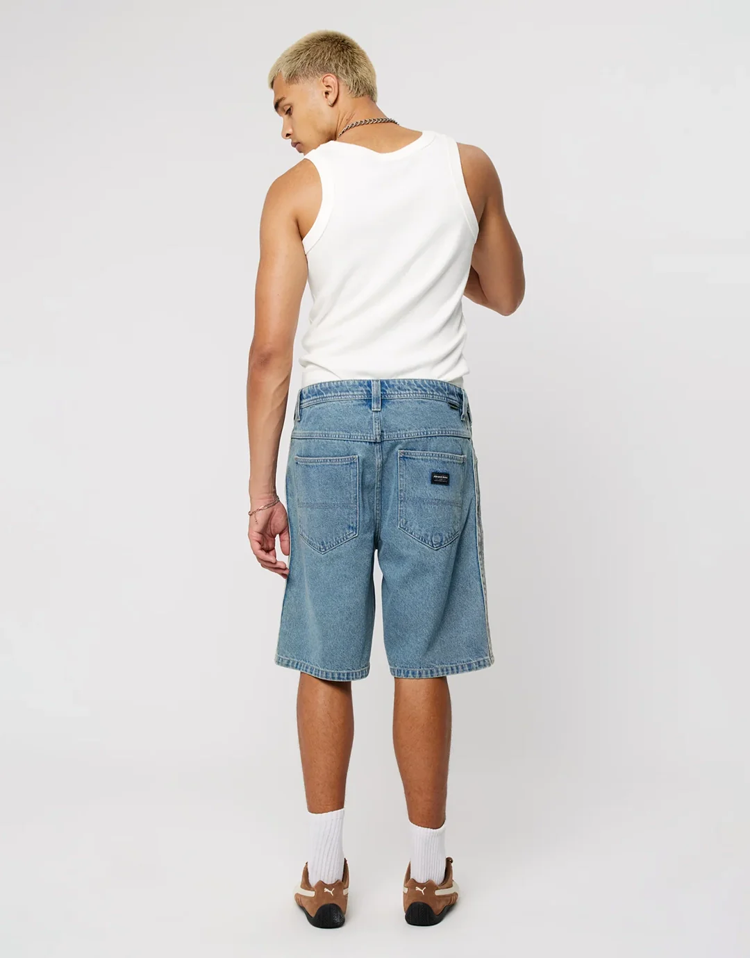A5 Baggy Deniim Shorts - Barry Stripe - Image 4