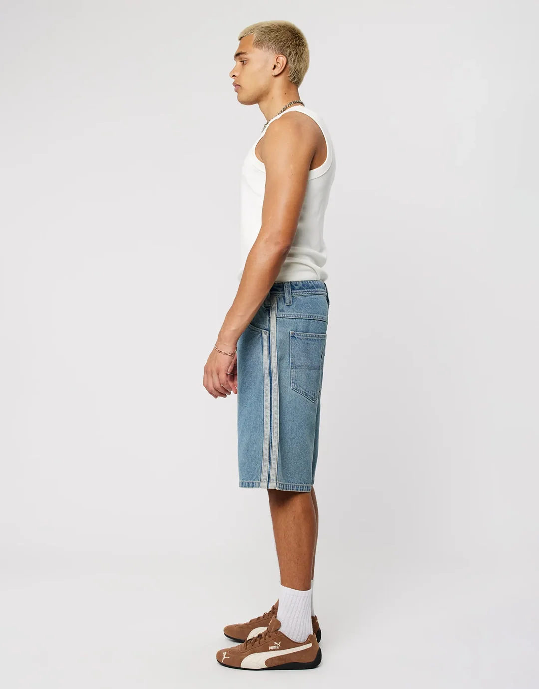 A5 Baggy Deniim Shorts - Barry Stripe - Image 5