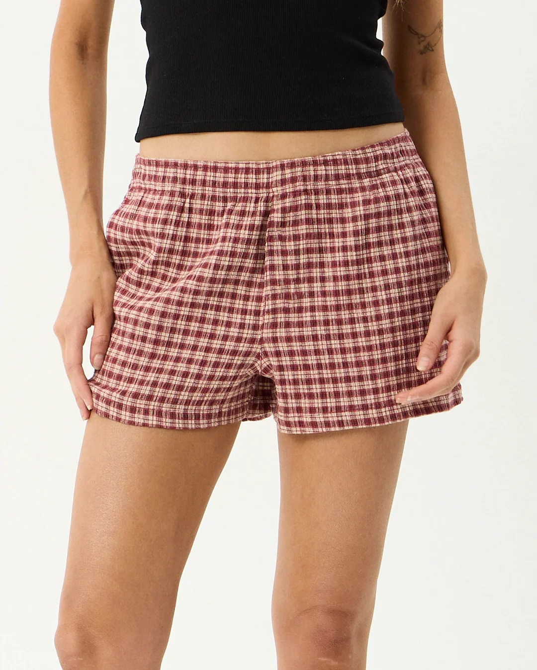 Capricorn - Seersucker Short - Burgundy / Beige Check - Image 3