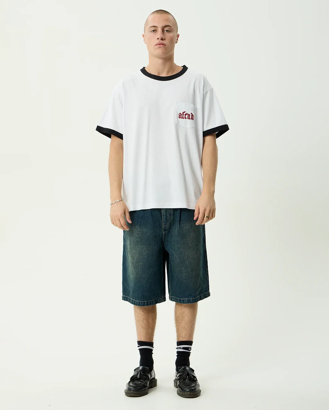 Drop Zone Boxy Ringer Tee - White - Image 6