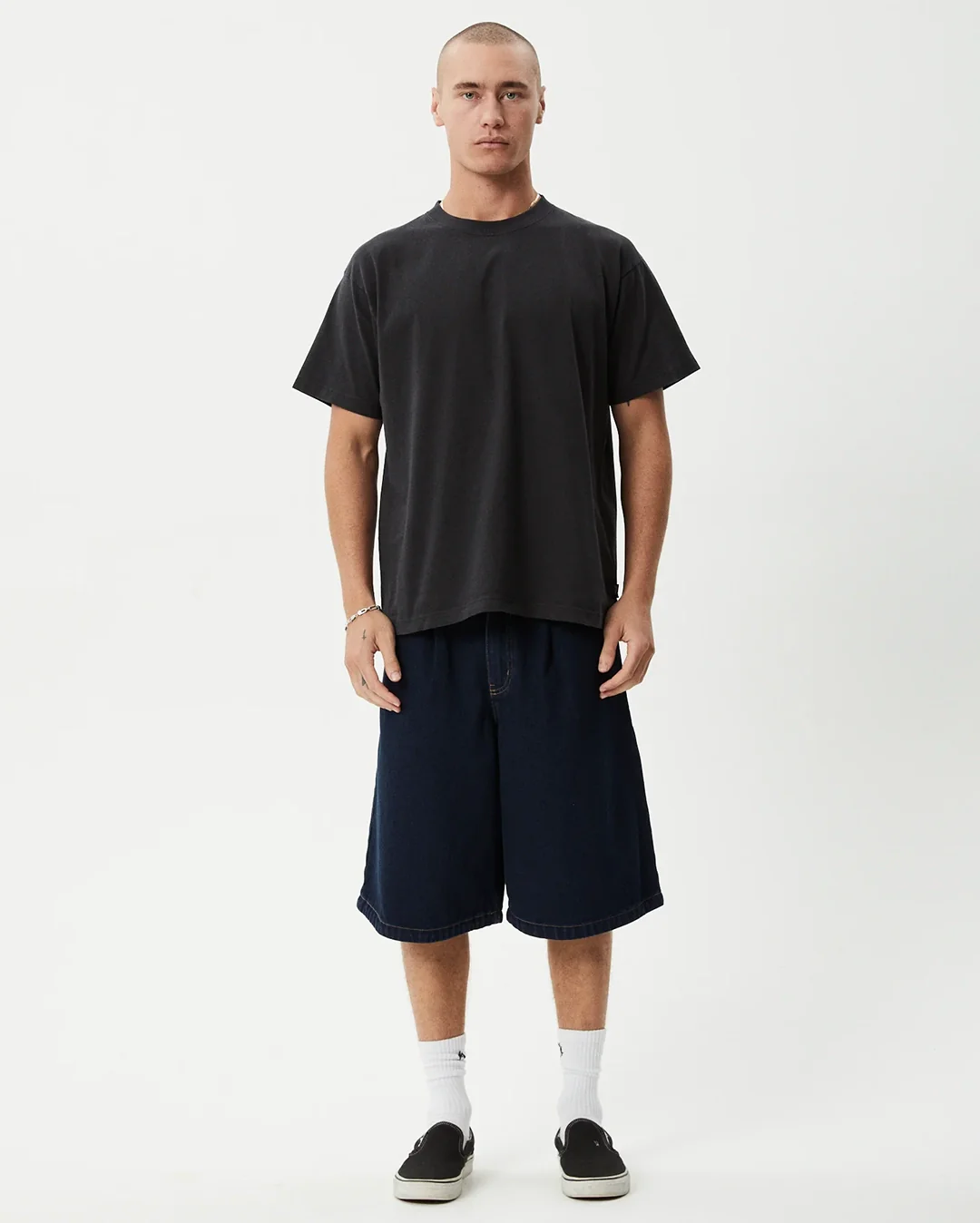 Fast Forward 24" Ultra Baggy Denim Pleated Shorts - Ink - Image 2