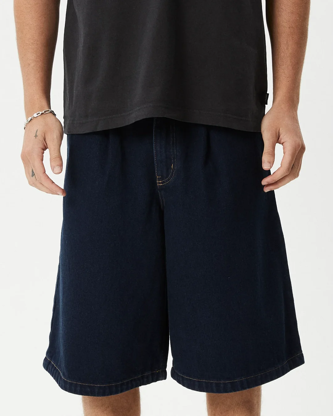 Fast Forward 24" Ultra Baggy Denim Pleated Shorts - Ink - Image 3