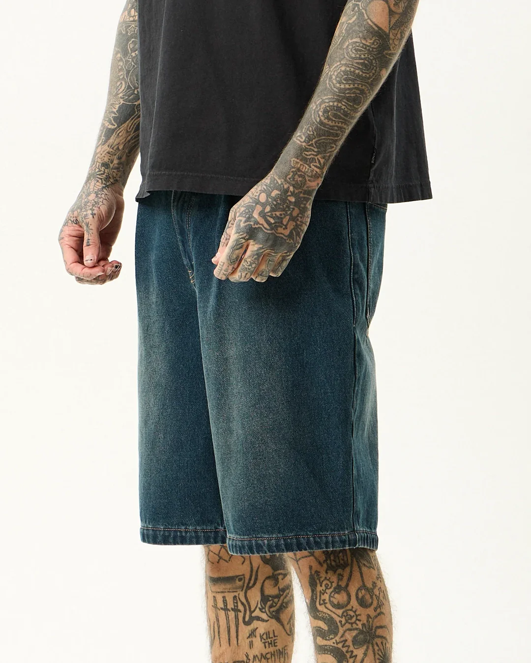 Fast Forward 24" Ultra Baggy Denim Pleated Shorts - Vintage Wash - Image 7