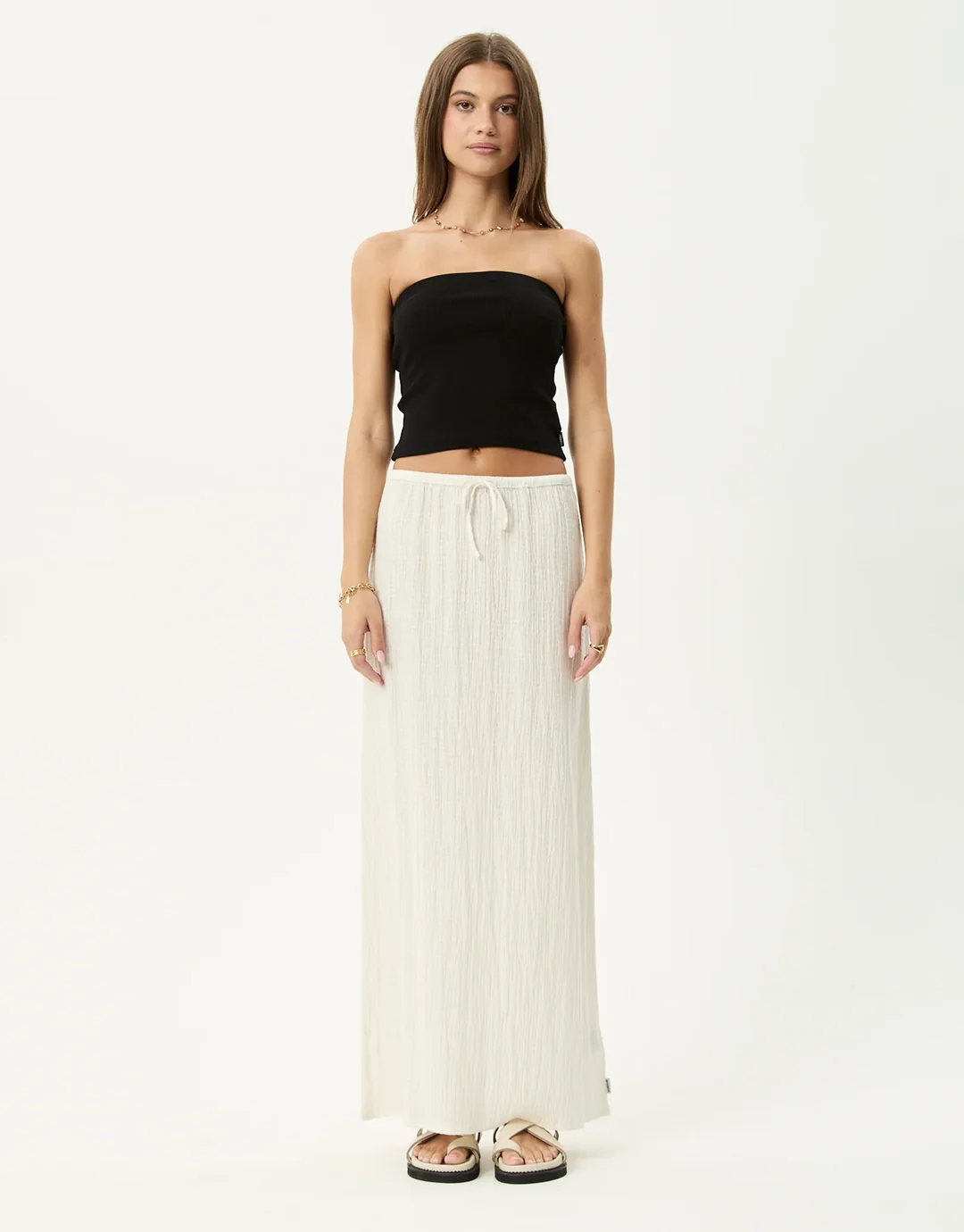 Focus Seersucker Maxi Skirt - Off White - Image 7