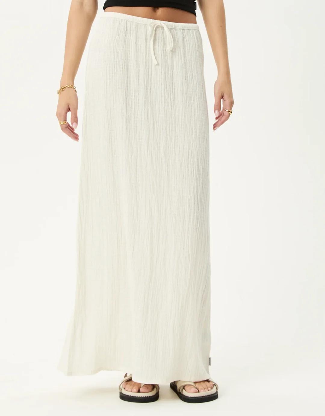 Focus Seersucker Maxi Skirt - Off White - Image 8