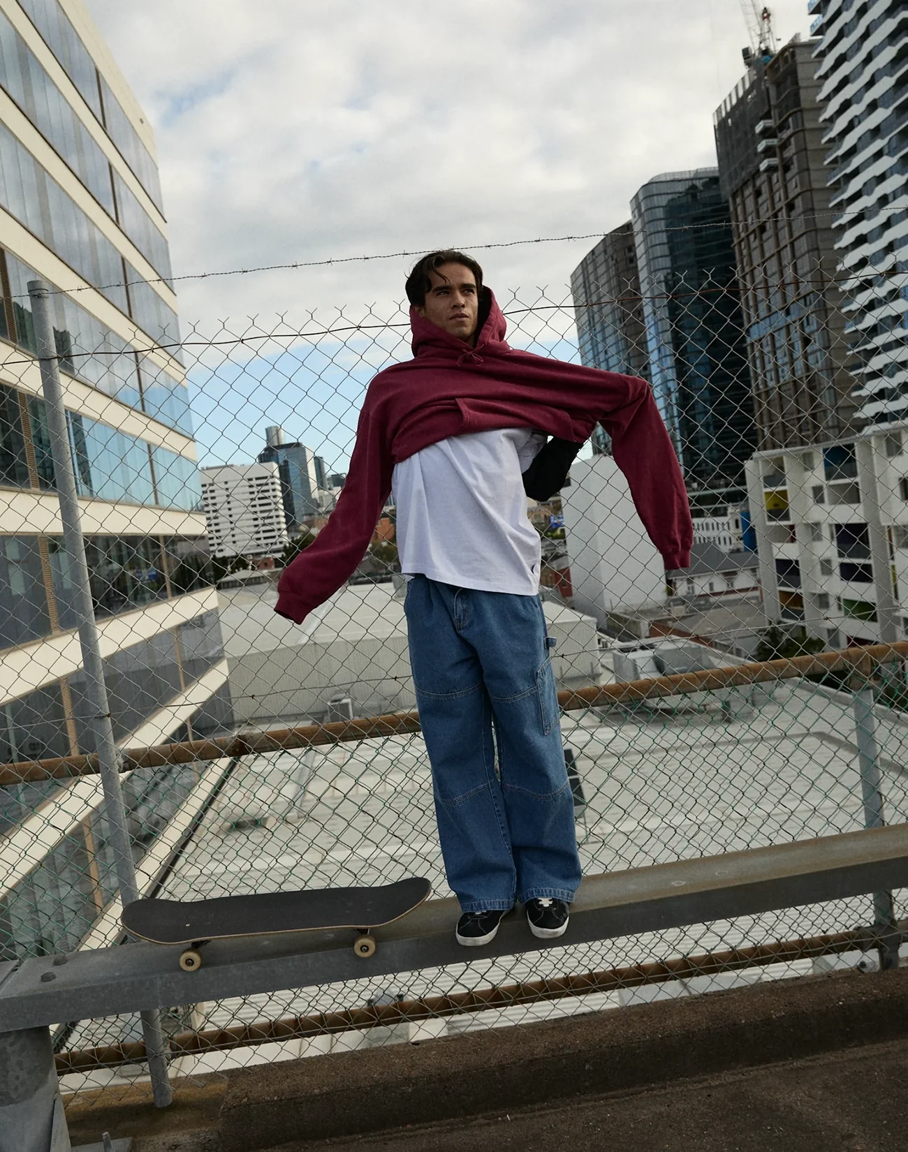 Genesis Boxy Hoodie - Washed Burgundy - Image 12