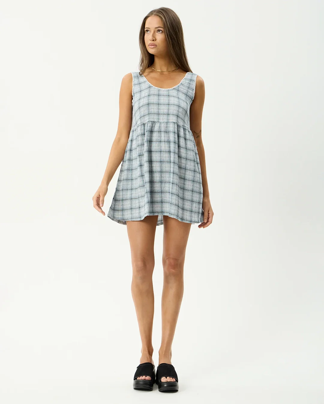 Lagoon Jesse - Seersucker Mini Dress - Overcast Check - Image 5