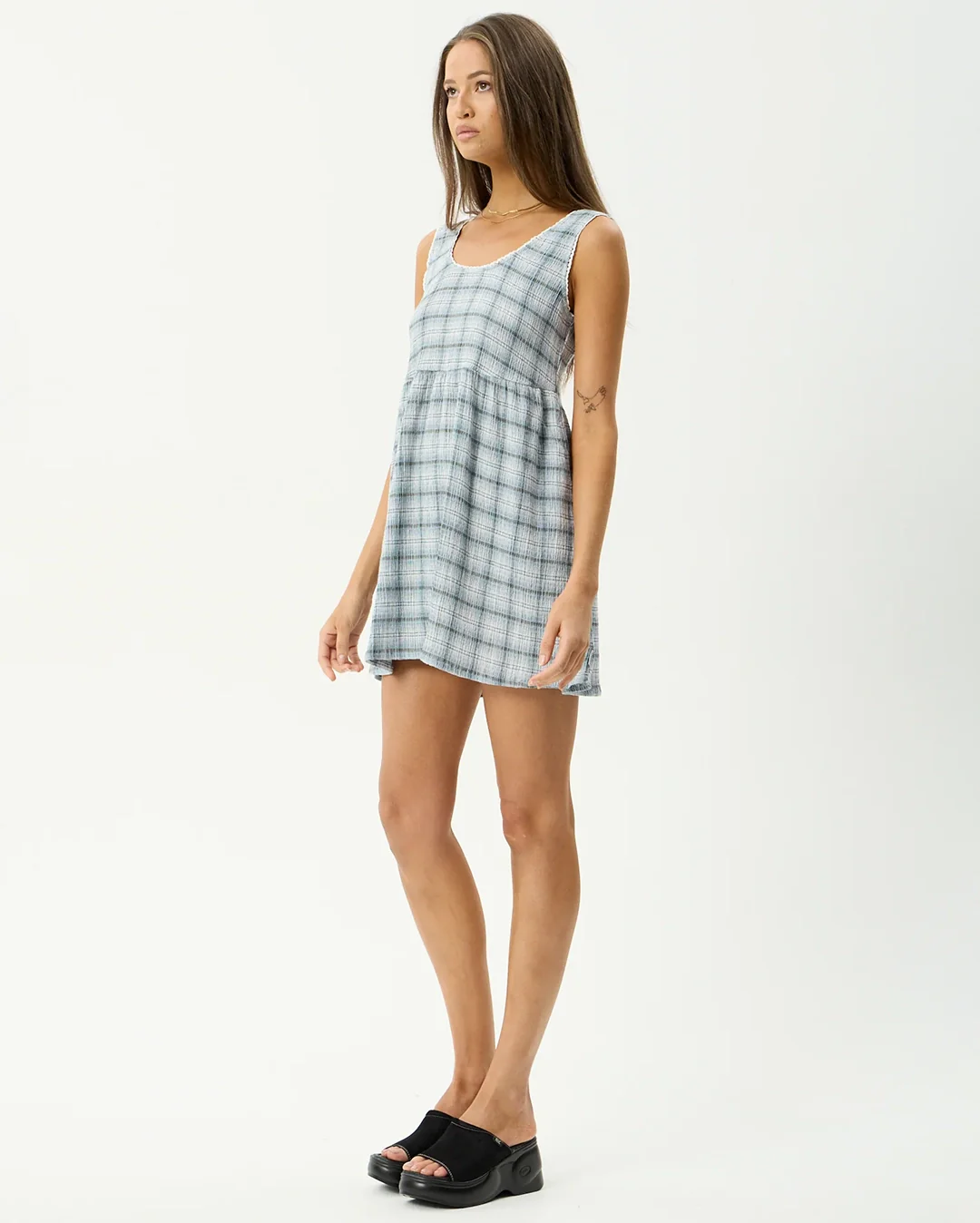 Lagoon Jesse - Seersucker Mini Dress - Overcast Check - Image 6