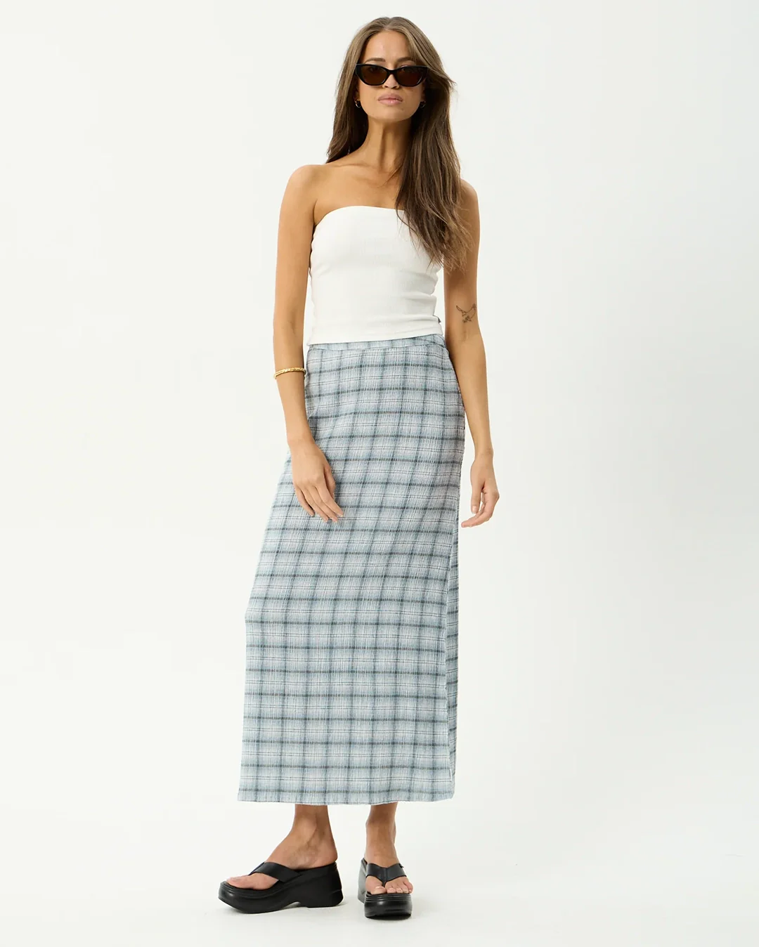 Lagoon - Seersucker Maxi Skirt - Overcast Check - Image 6