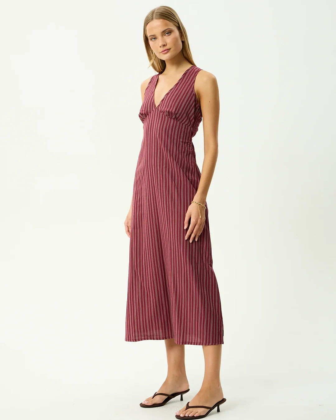 Ledger - Maxi Dress - Burgundy Stripe - Image 3