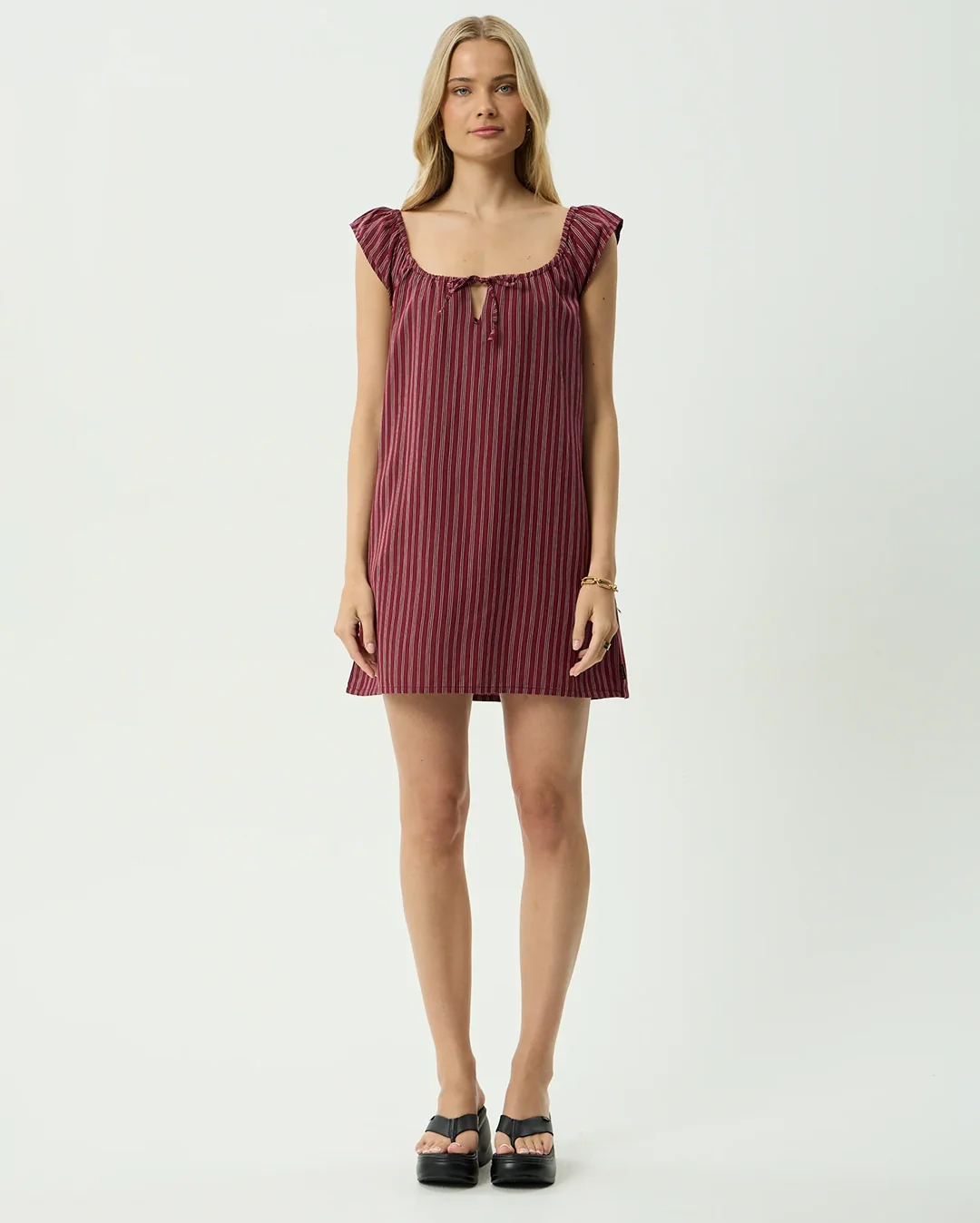Ledger - Mini Dress - Burgundy Stripe - Image 2