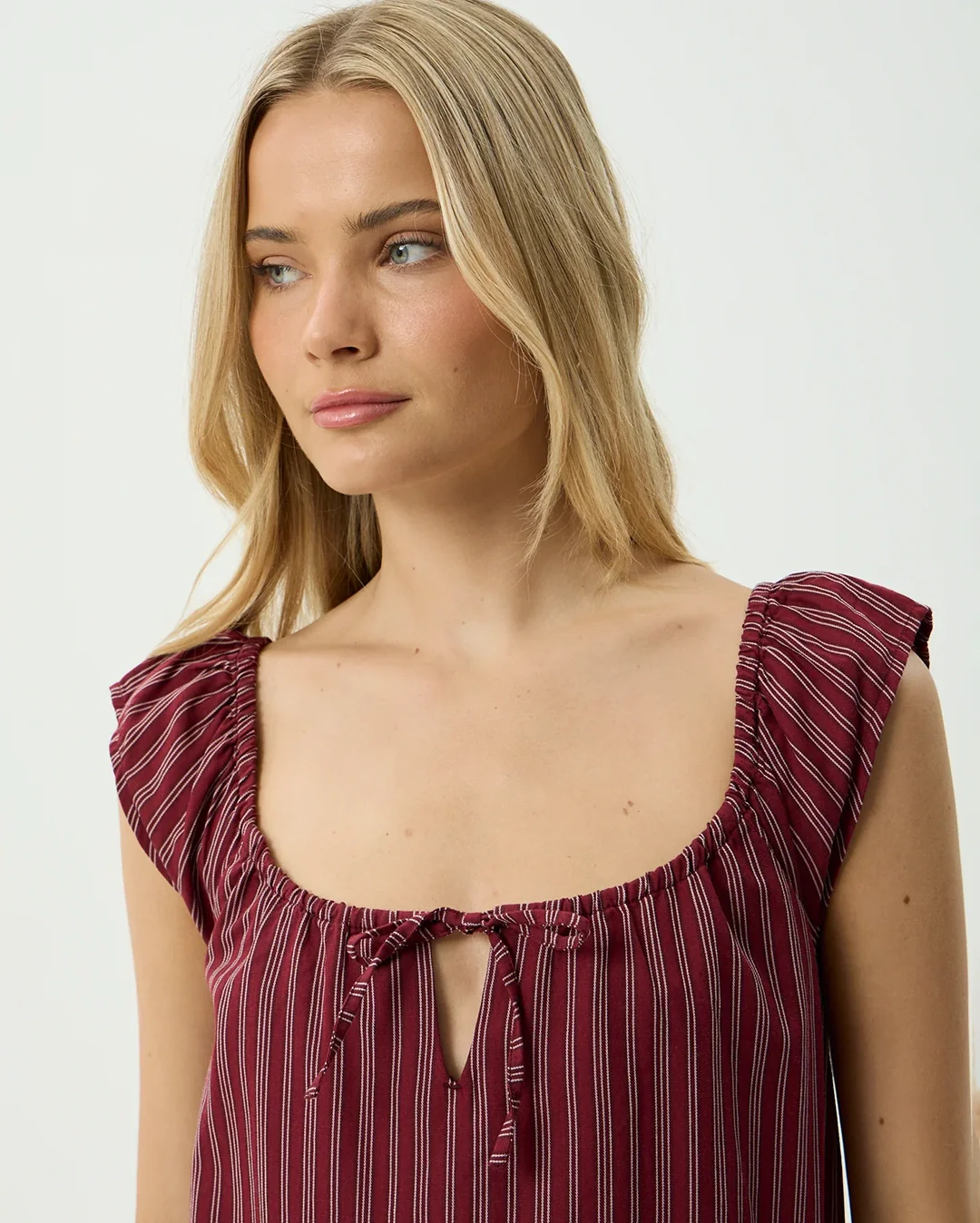 Ledger - Mini Dress - Burgundy Stripe - Image 6
