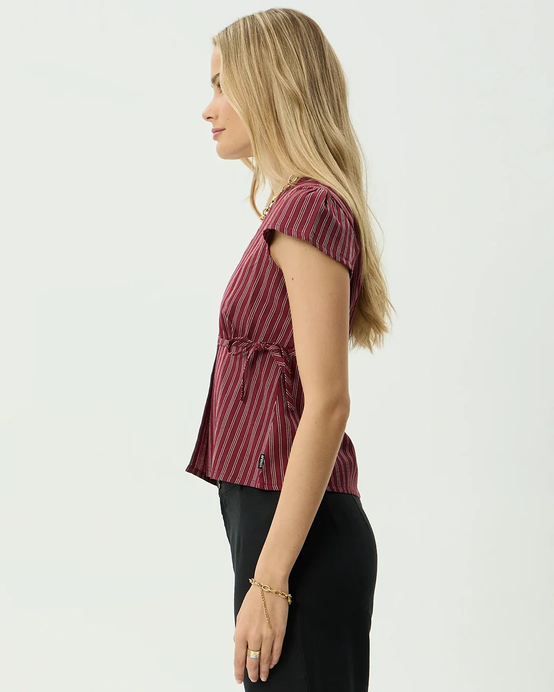 Ledger - Wrap Top - Burgundy Stripe - Image 5