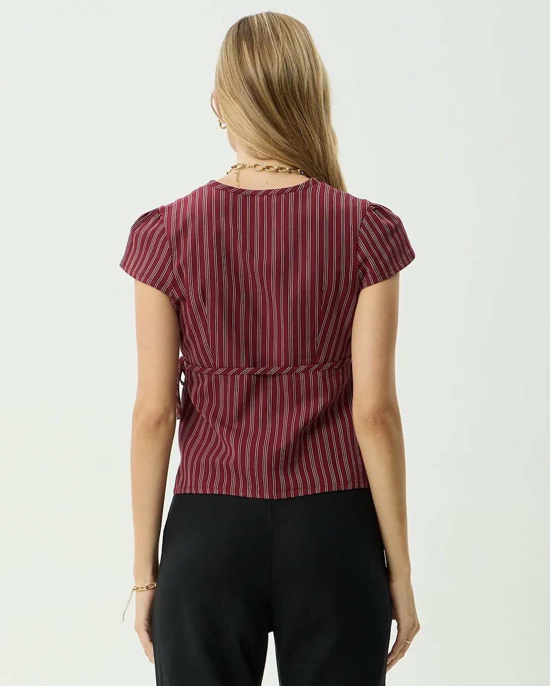 Ledger - Wrap Top - Burgundy Stripe - Image 6