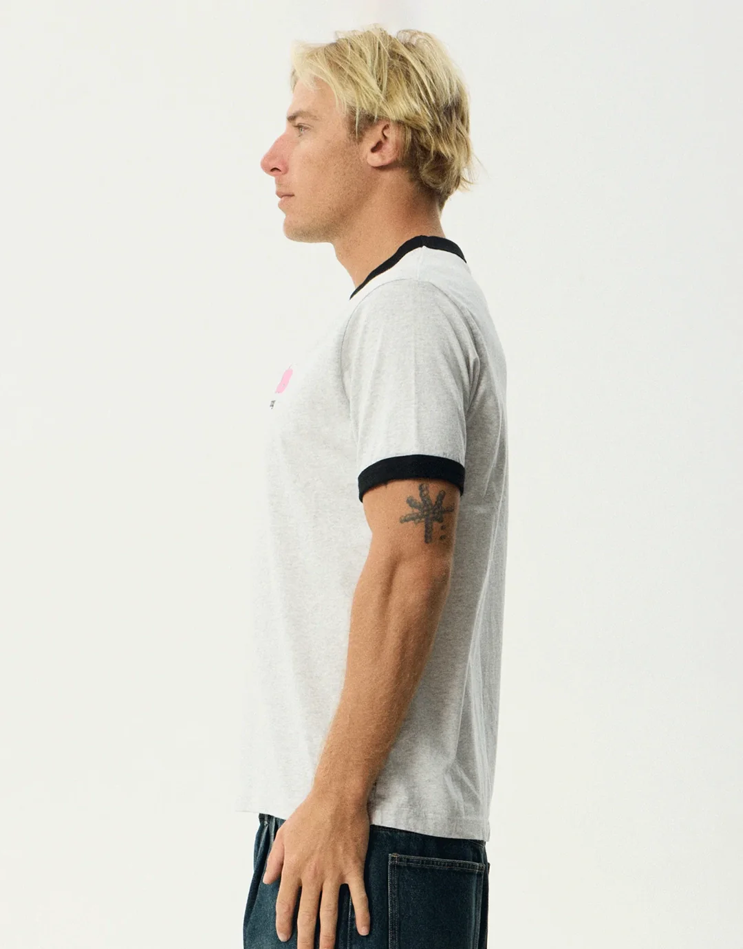 Perception Heavyweight Oversized Ringer T-Shirt - Grey Marle - Image 4