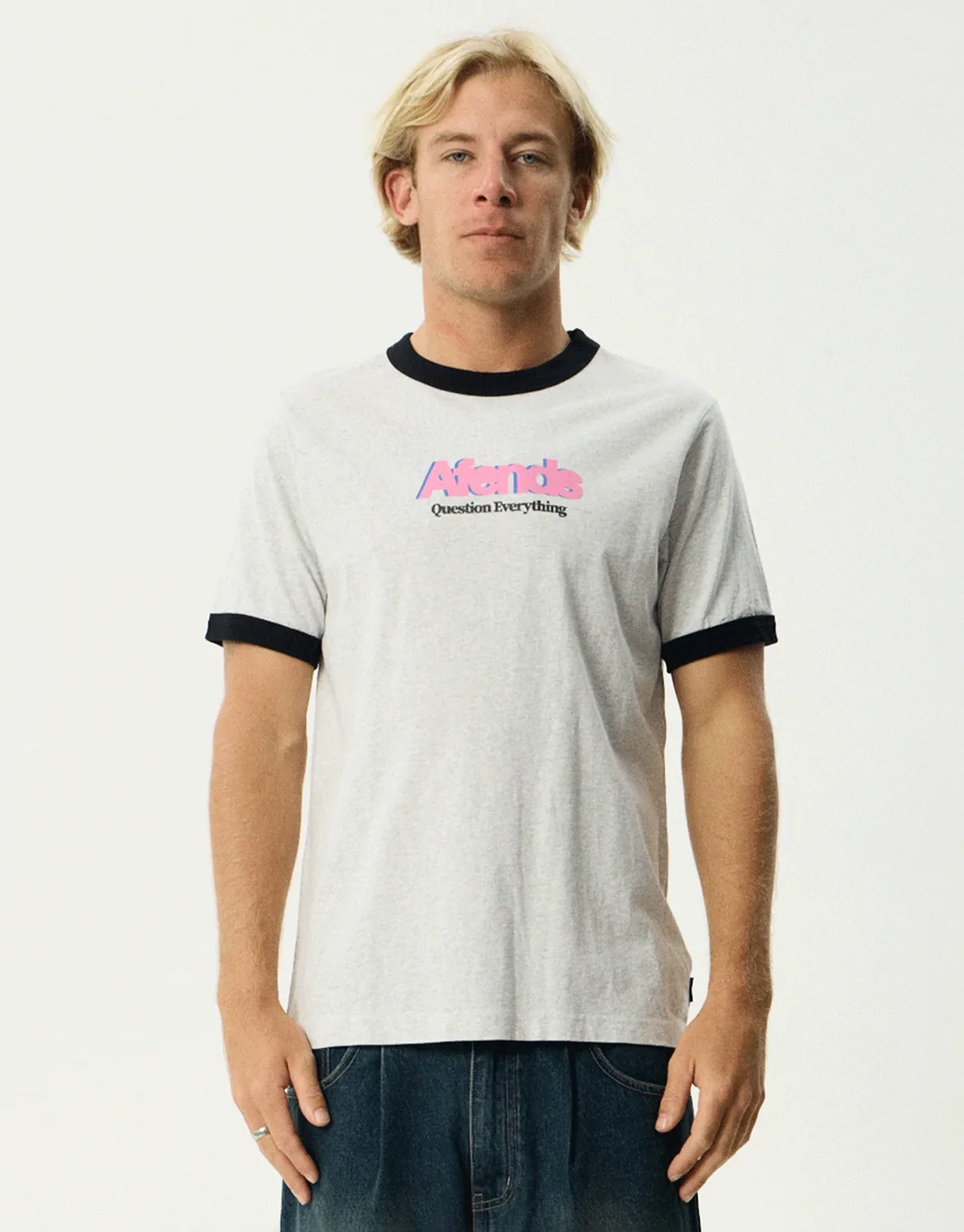 Perception Heavyweight Oversized Ringer T-Shirt - Grey Marle - Image 5