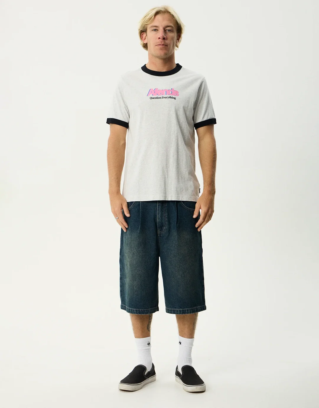 Perception Heavyweight Oversized Ringer T-Shirt - Grey Marle - Image 6