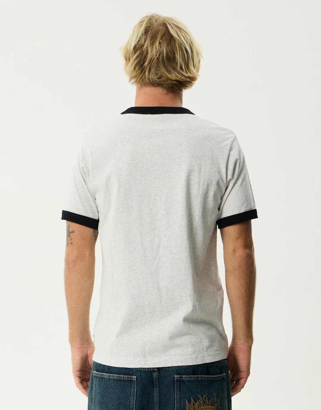 Perception Heavyweight Oversized Ringer T-Shirt - Grey Marle - Image 7