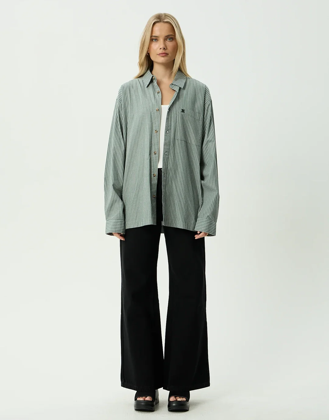 Pinned Oversized Striped Long Sleeve Shirt - Sycamore Stripe - Image 7