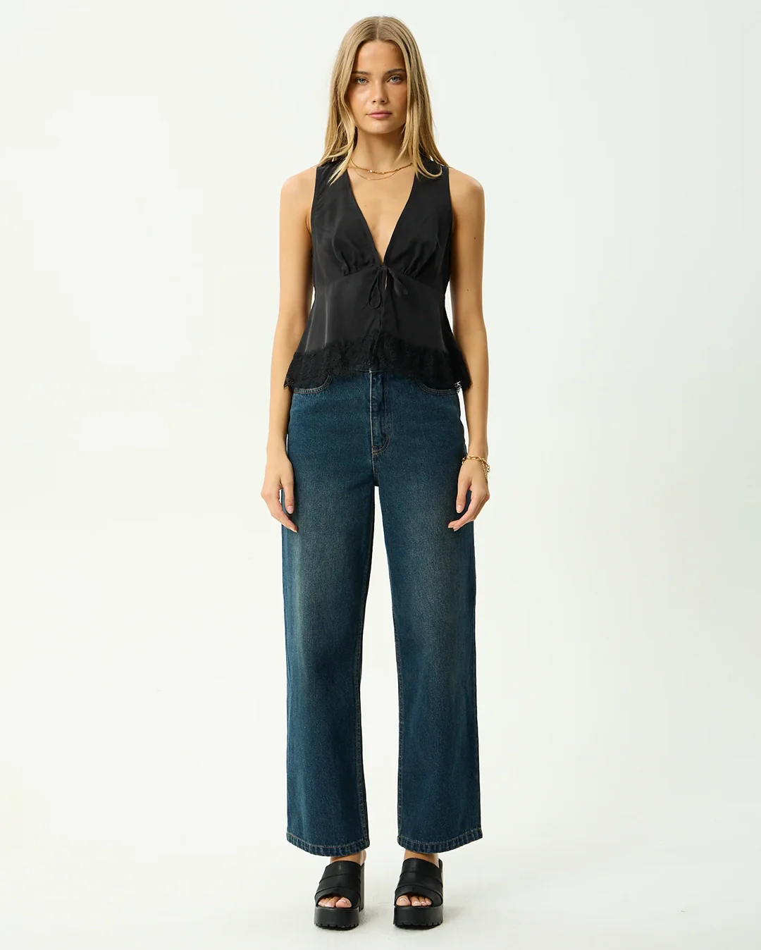 Sinclair - Cupro Tie Top - Black - Image 2