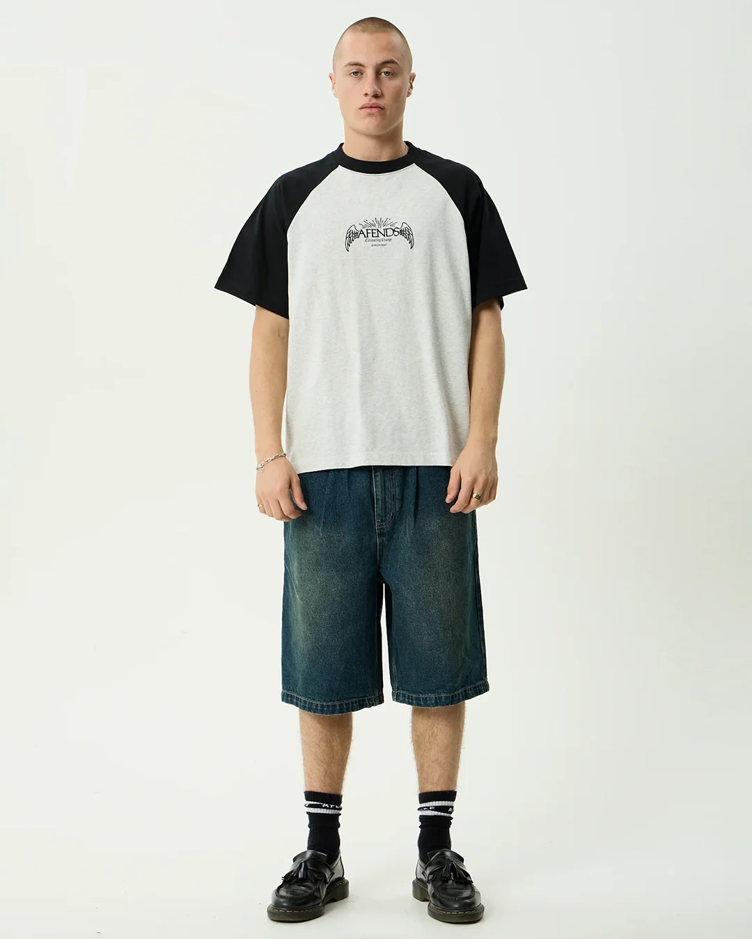 Wings Heavyweight Raglan Tee - Grey Marle - Image 2