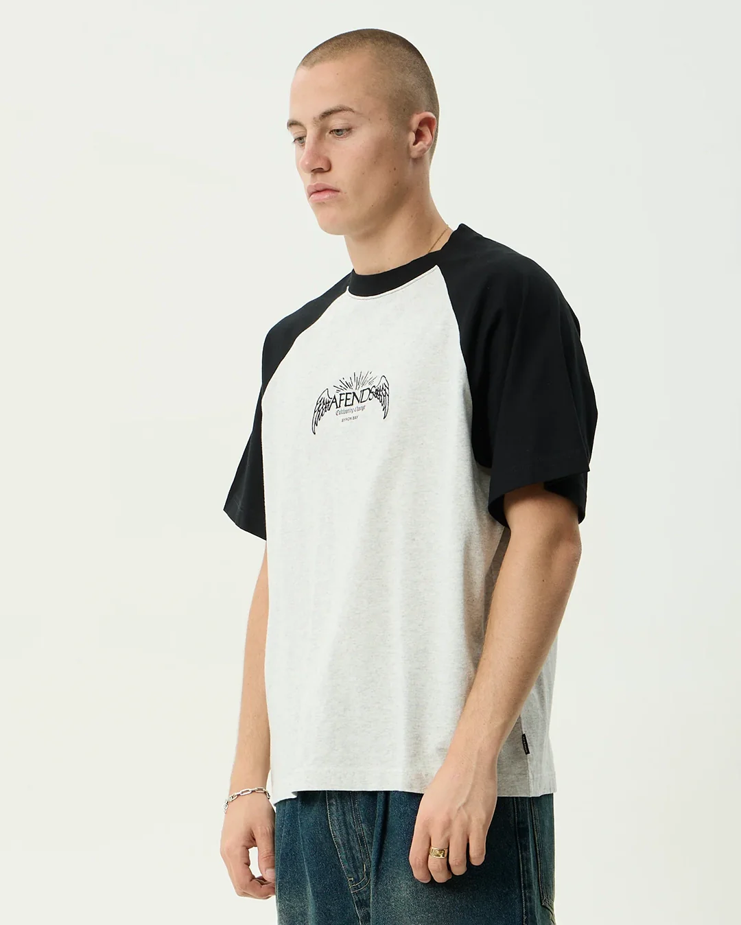 Wings Heavyweight Raglan Tee - Grey Marle - Image 3