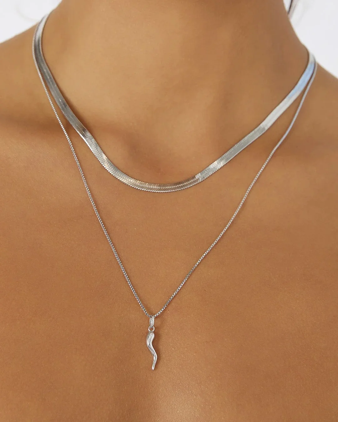 Cornicello Silver Charm Necklace - Silver - Image 5