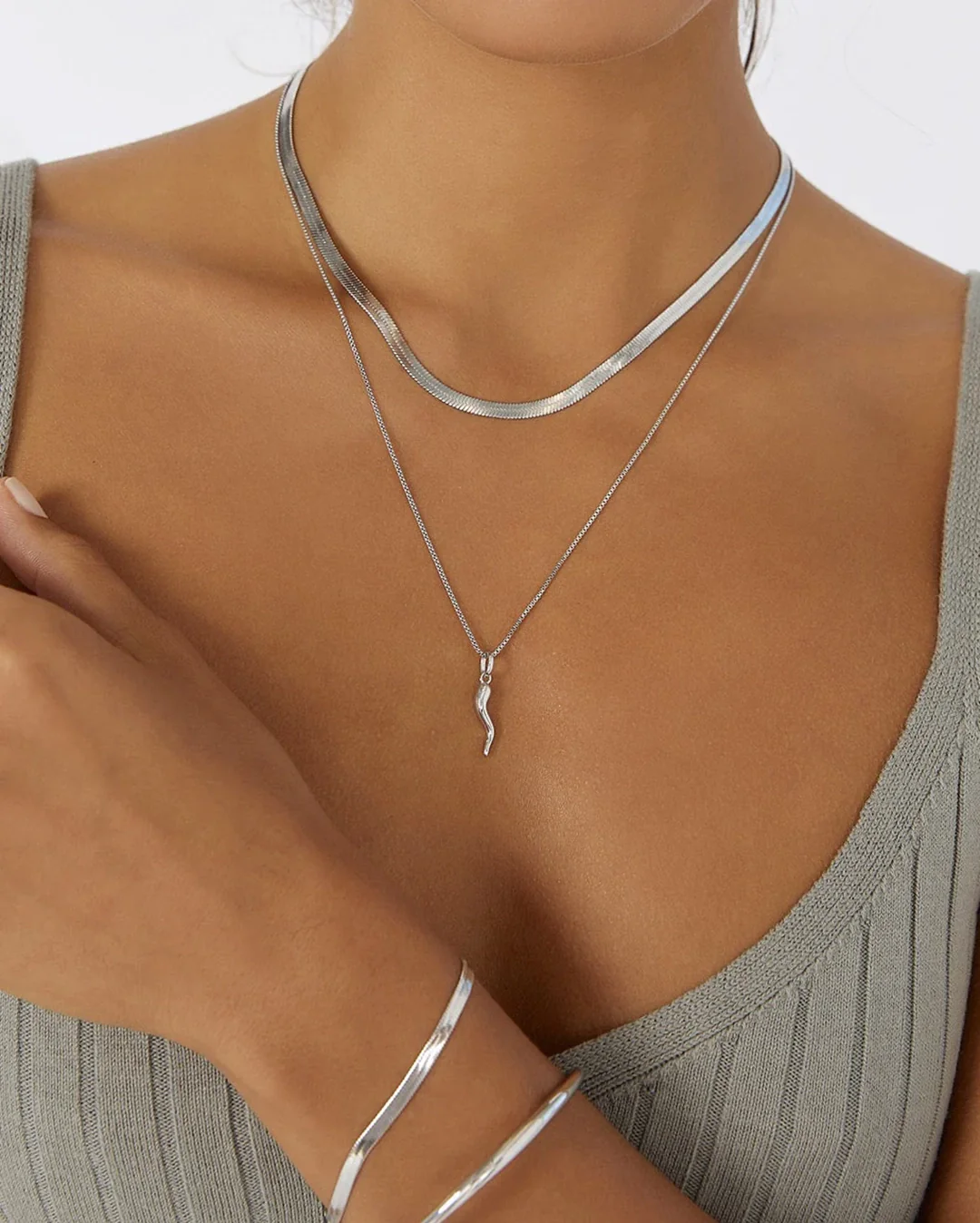 Cornicello Silver Charm Necklace - Silver - Image 6