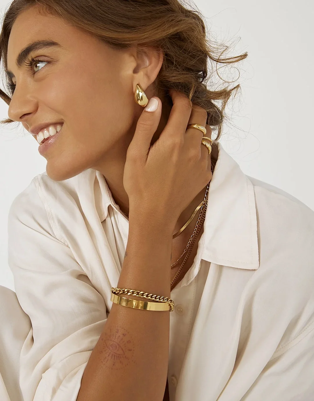 Delphine Gold Earrings - Gold - Image 7