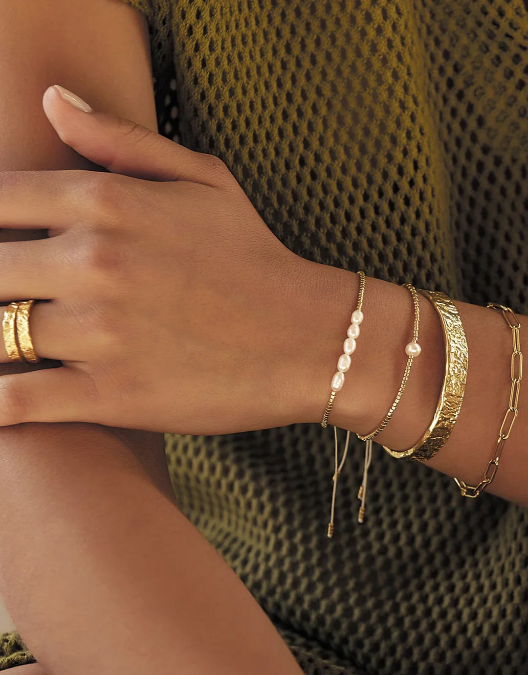 Olivia Gold Cuff Bracelet - Gold - Image 11