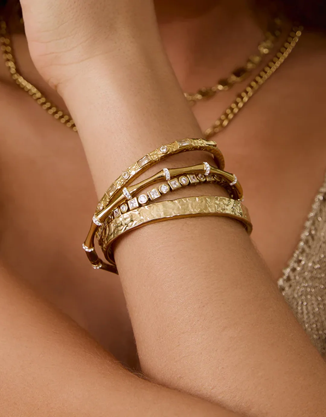 Olivia Gold Cuff Bracelet - Gold - Image 2