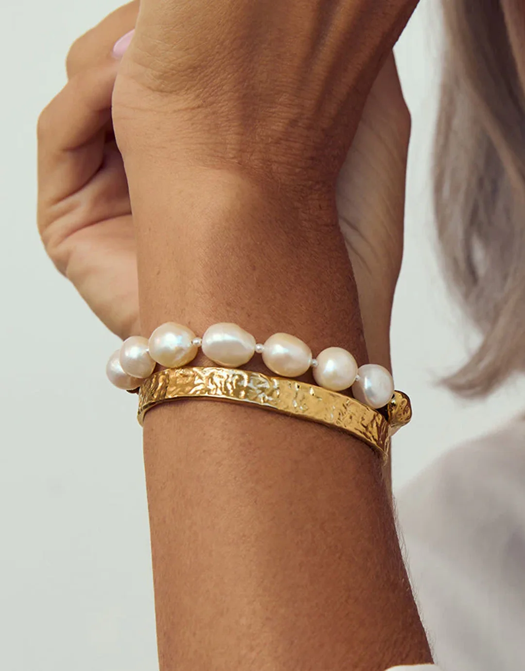 Olivia Gold Cuff Bracelet - Gold - Image 3