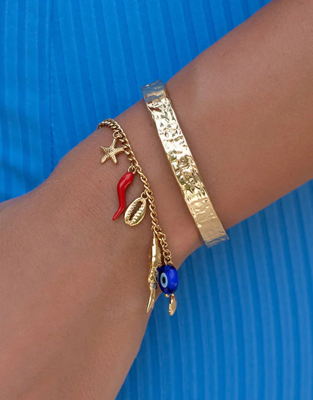 Olivia Gold Cuff Bracelet - Gold - Image 6