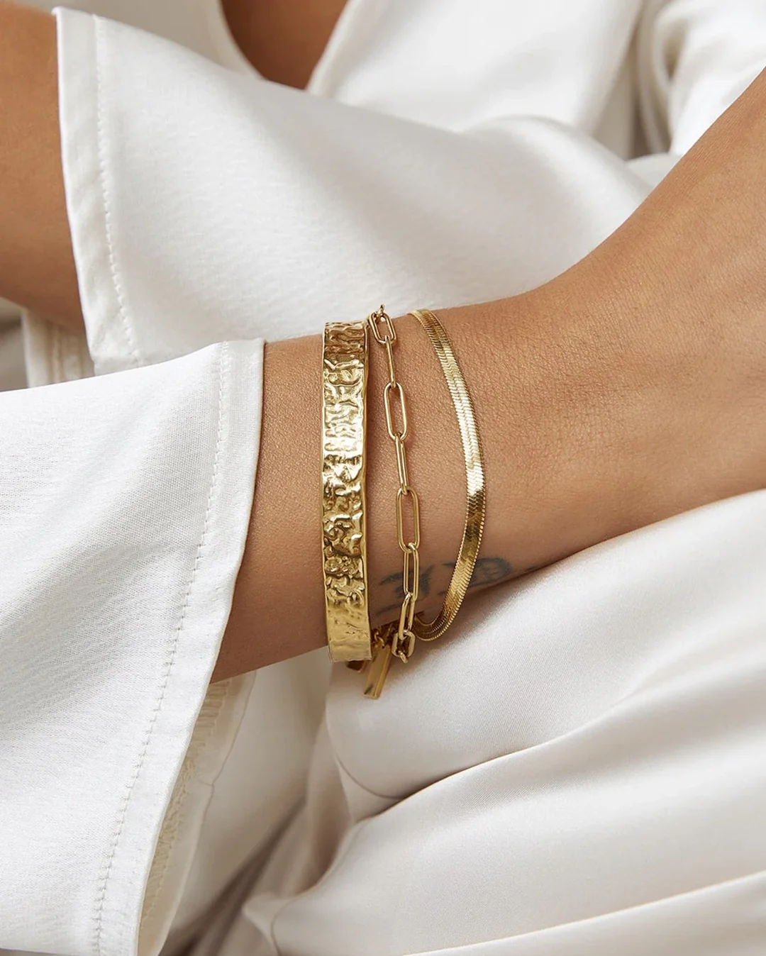 Sylvia Gold Snake Chain Bracelet - Gold - Image 3