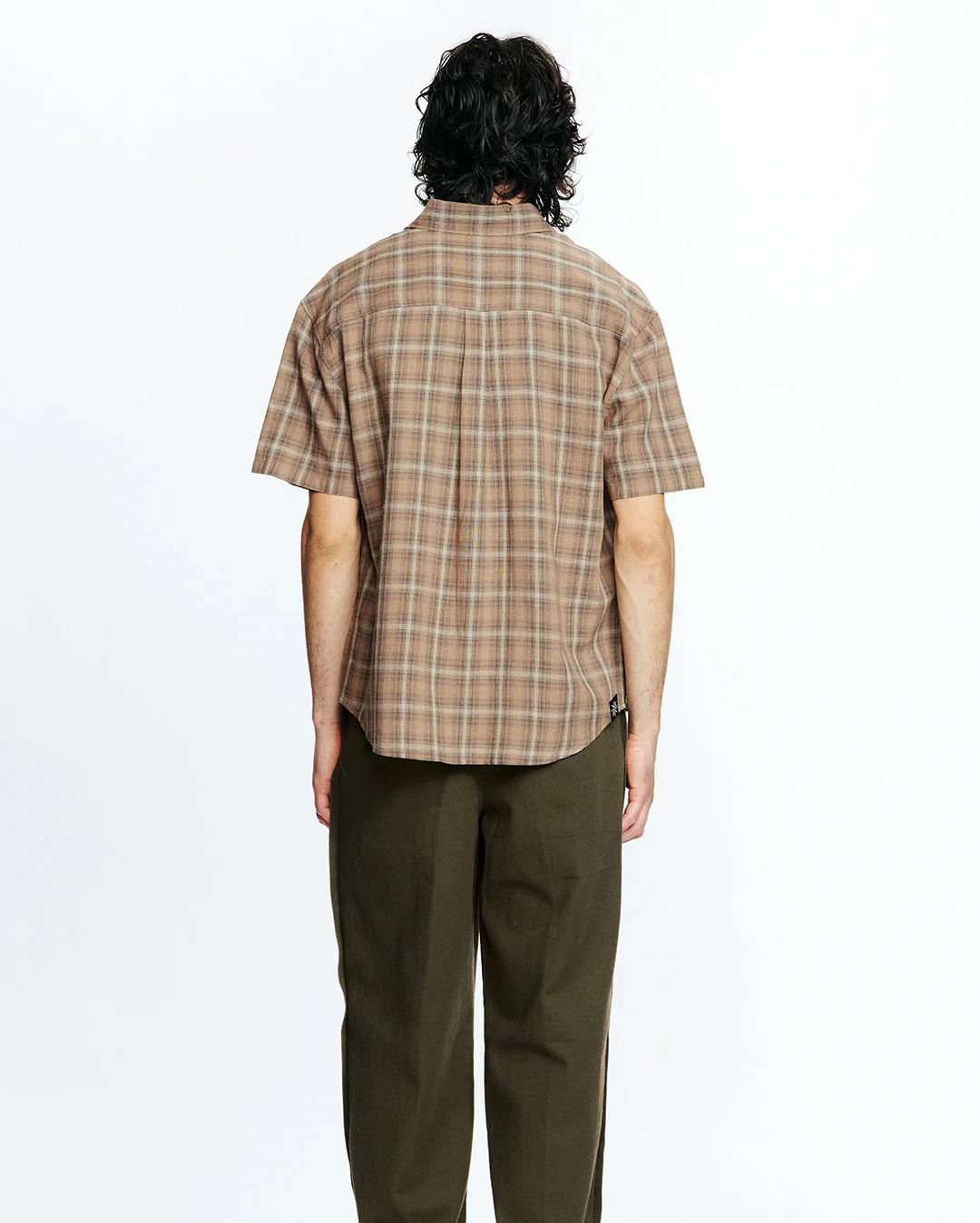 Drop Short Sleeve Shirt - Brown Check - Image 5