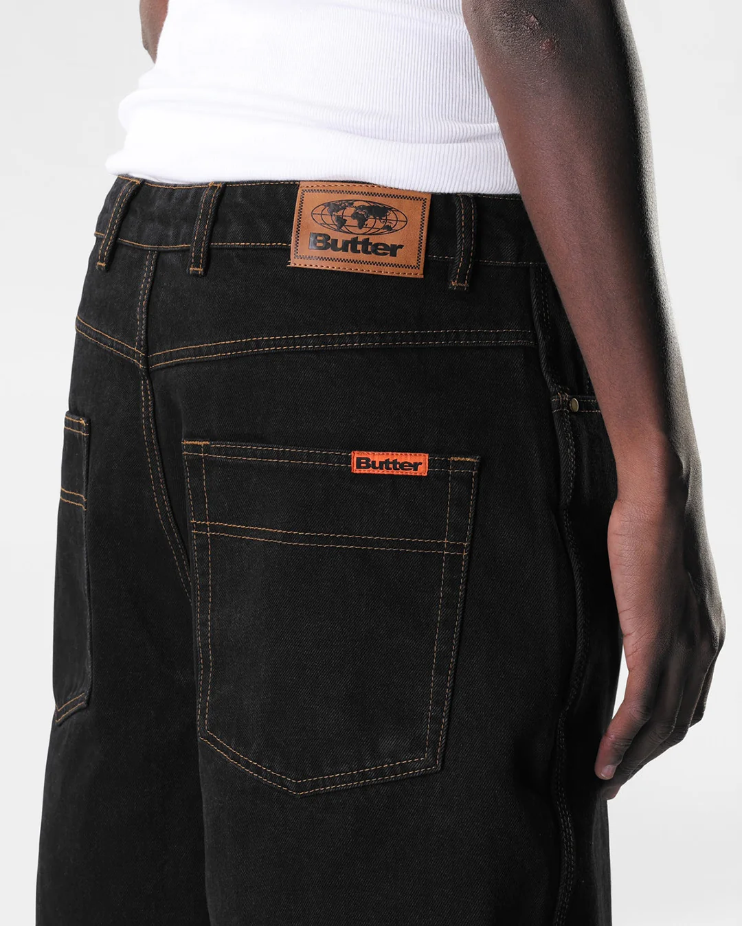 Baggy Denim Shorts - Washed Black - Image 3
