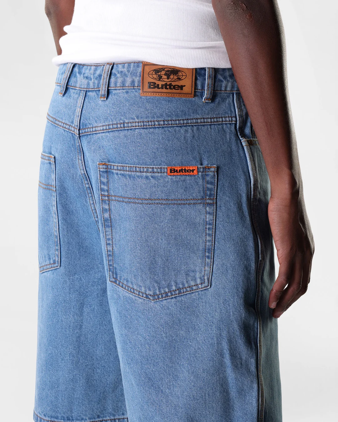 Baggy Denim Shorts - Washed Indigo - Image 3