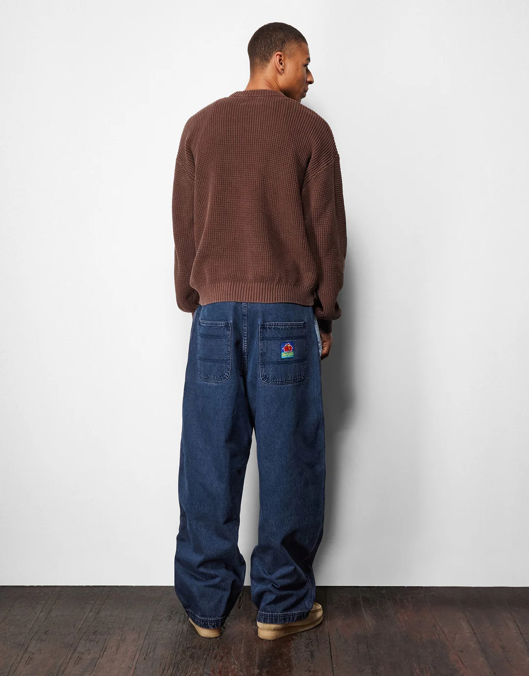 Distressed Waffle Knit Sweater - Washed Bark - Image 4