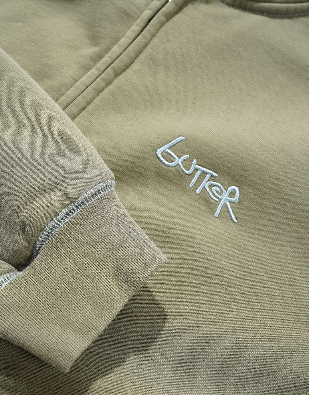 Trail Stitch Zip-Through Hoodie - Washed Dull Army - Image 2