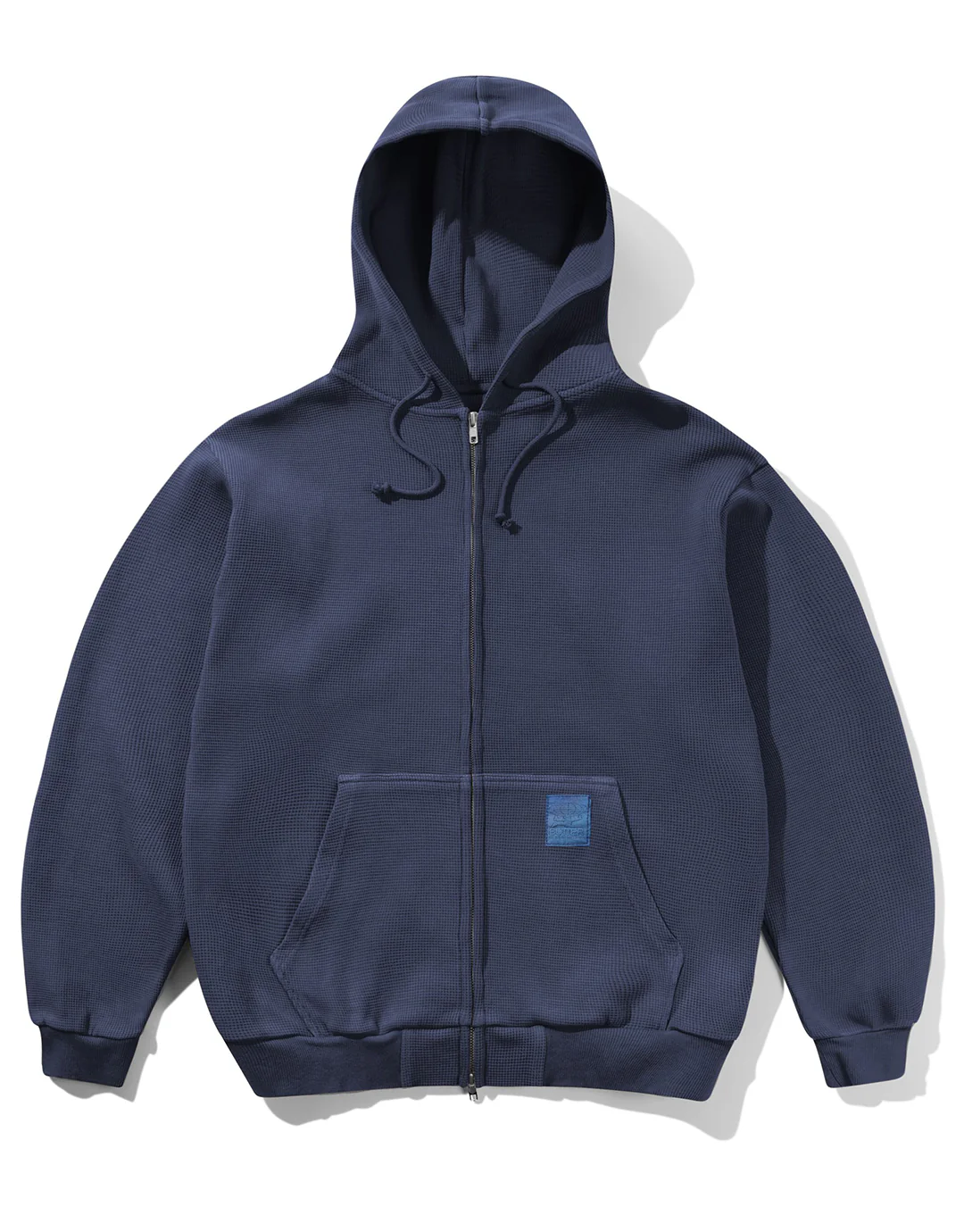 Waffle Zip-Through Hoodie - Navy Overdye - Image 2