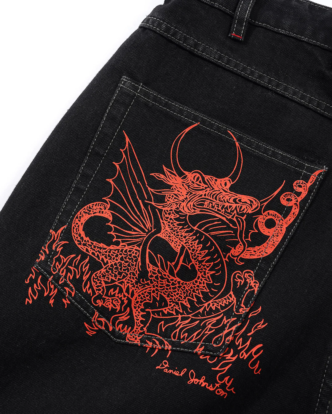 Dragon Denim Shorts - Washed Black - Image 3