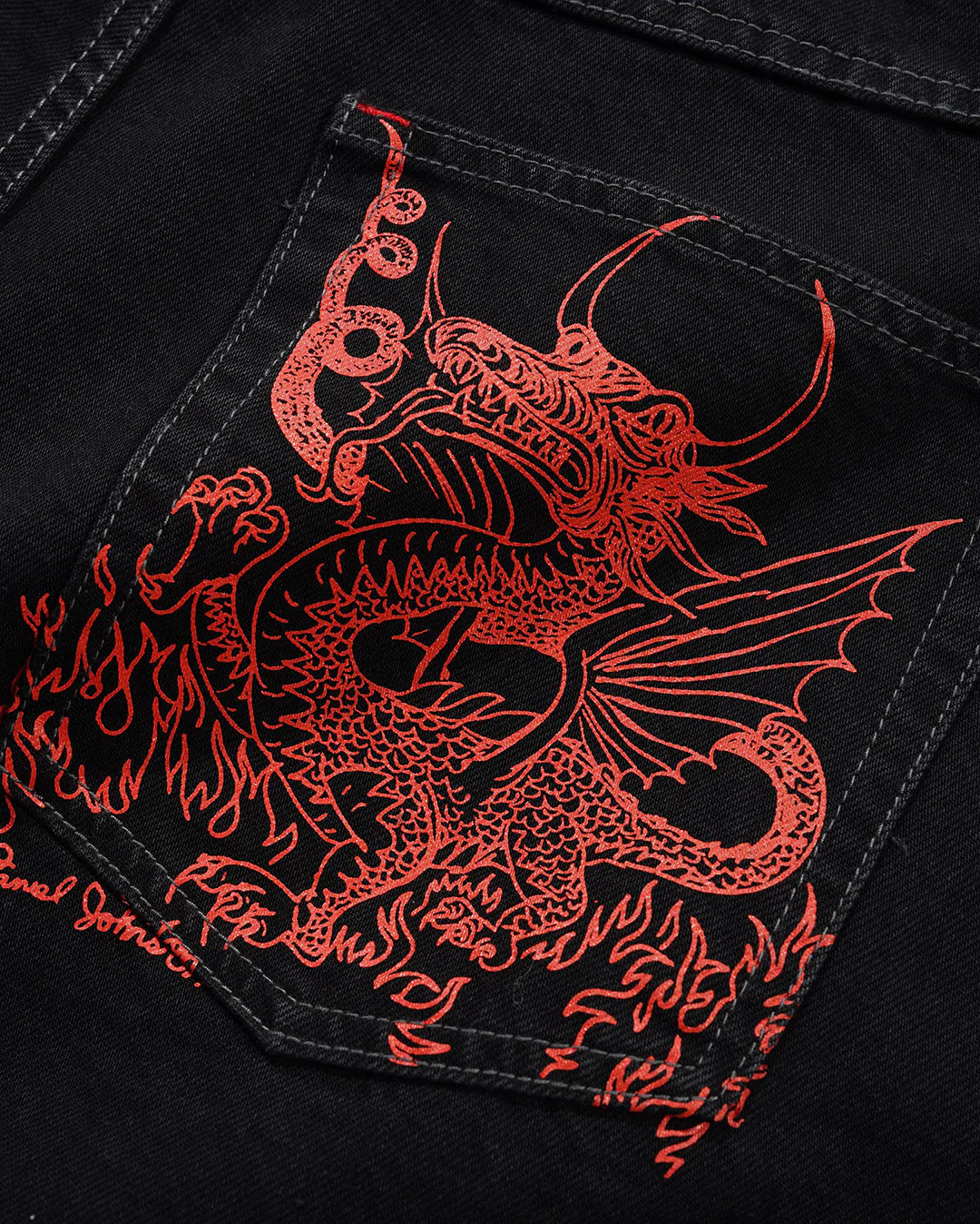 Dragon Denim Shorts - Washed Black - Image 4
