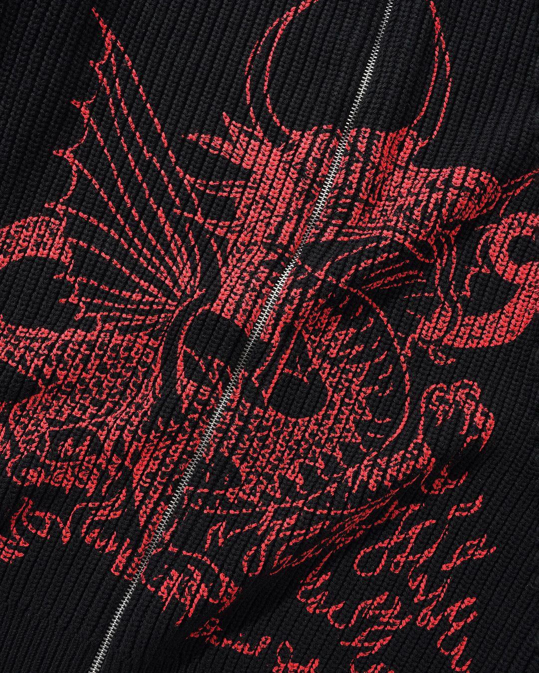 Dragon Knit Zip-Thru Sweater - Black / Red - Image 4