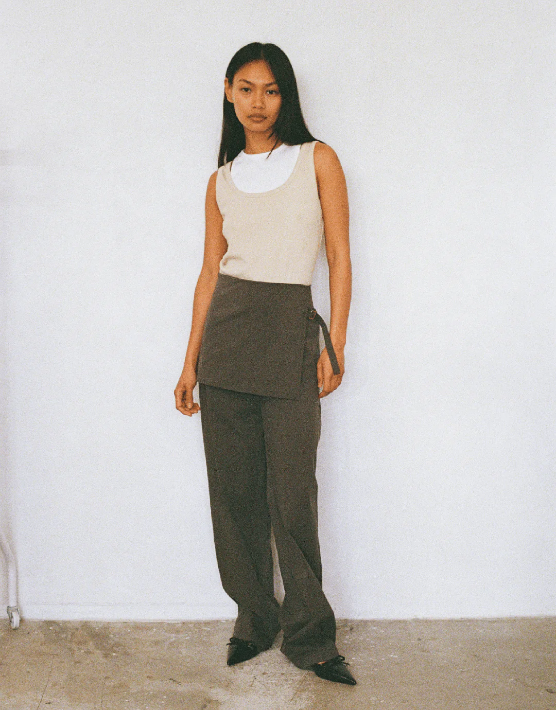Millie Double Layer Tank - Sand/White - Image 3