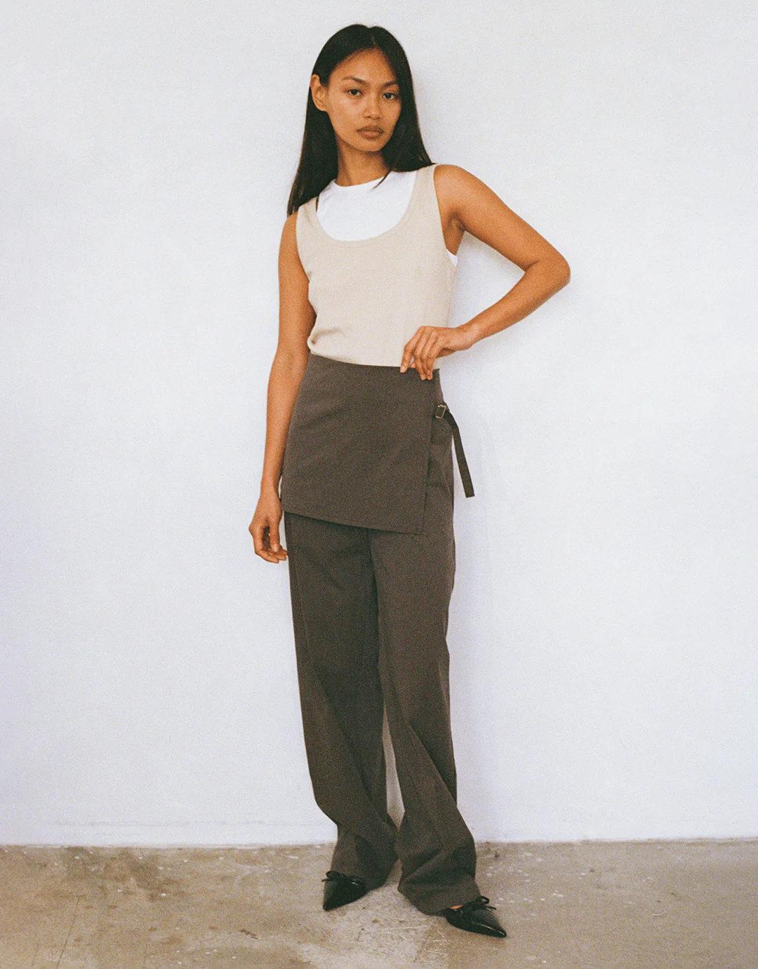 Millie Double Layer Tank - Sand/White - Image 4