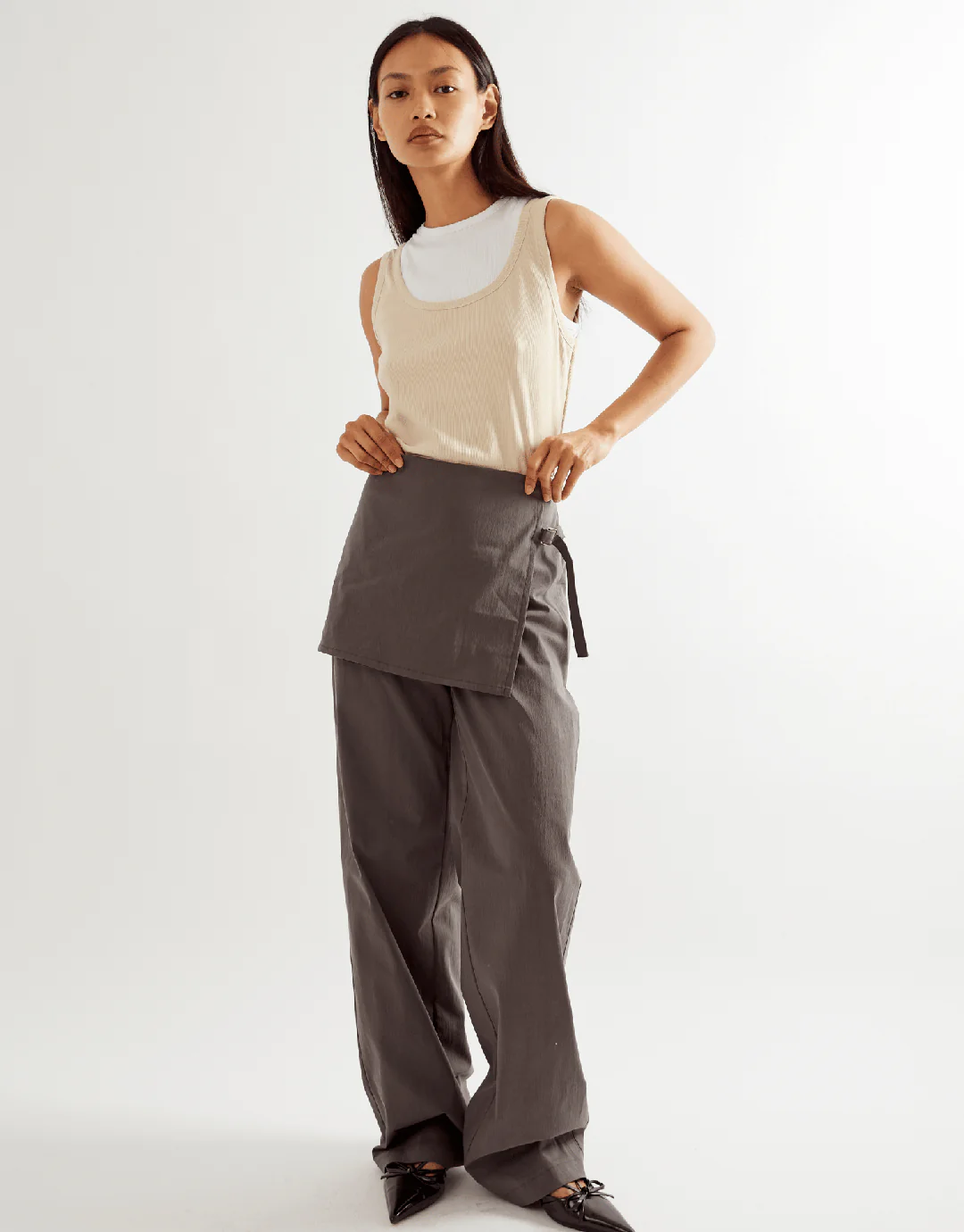 Millie Double Layer Tank - Sand/White - Image 5