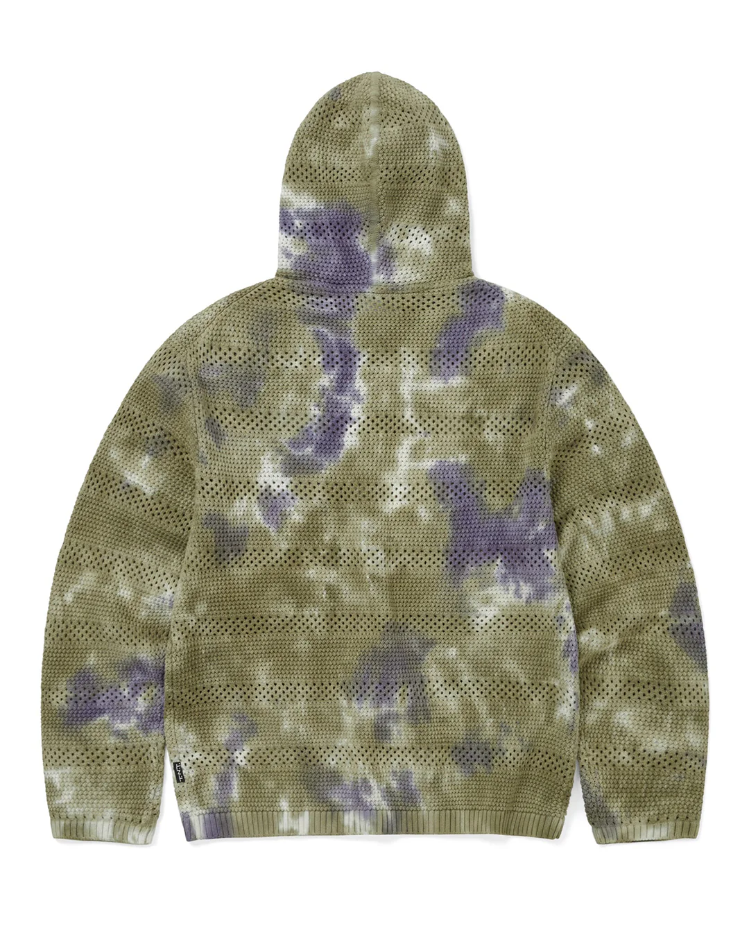 Crochet Knit Zip Hoodie - Olive Green - Image 2