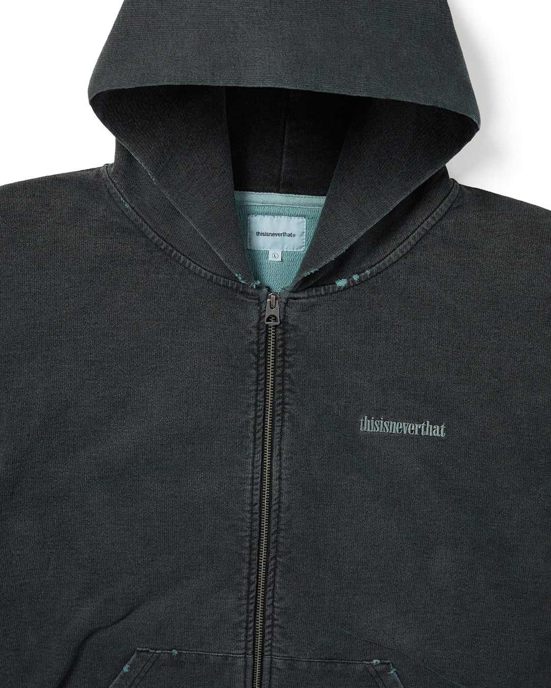 Damaged Zip Up Hoodie - Faded Black - Image 3