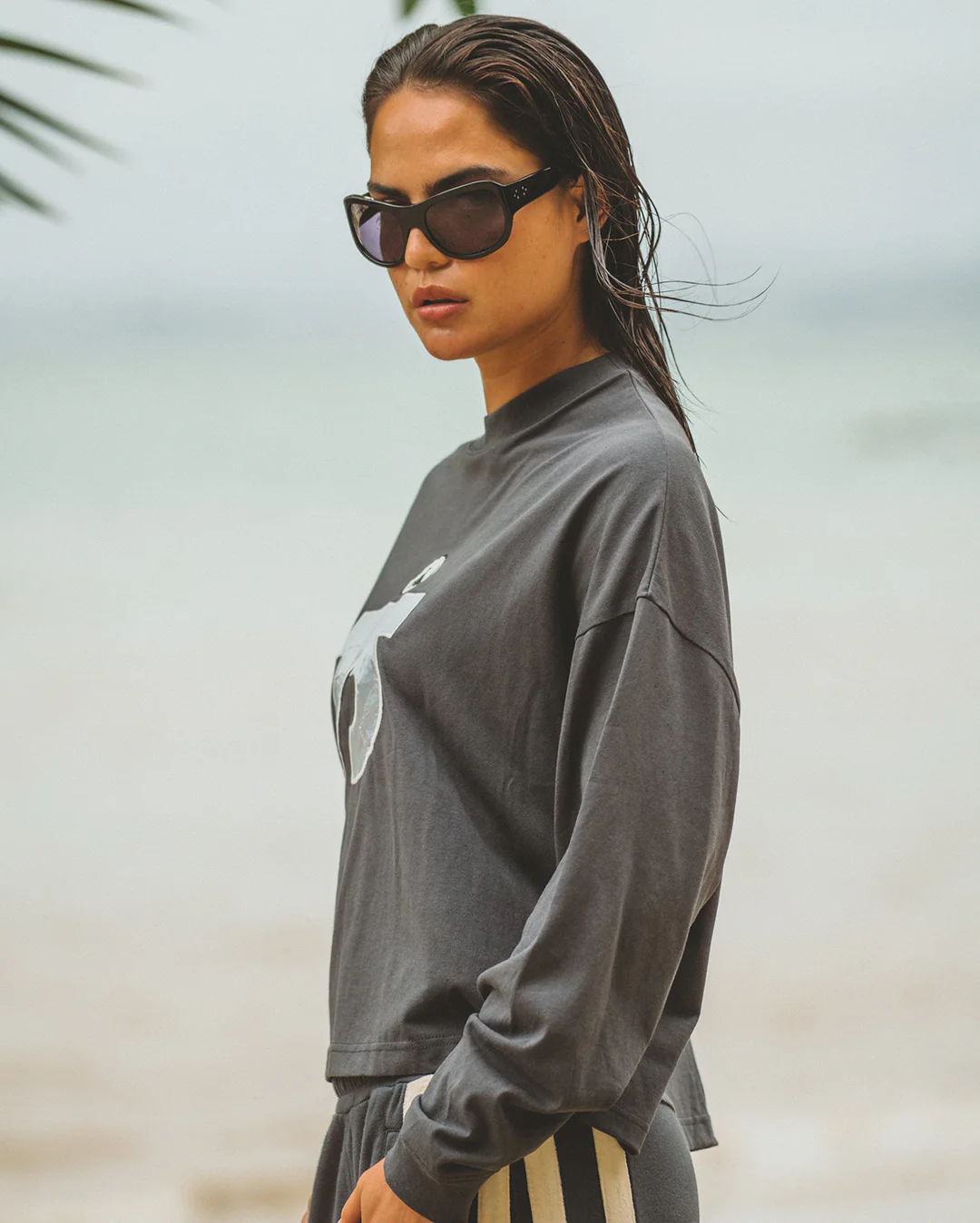 Daytona Long Sleeve Top - Washed Black - Image 7