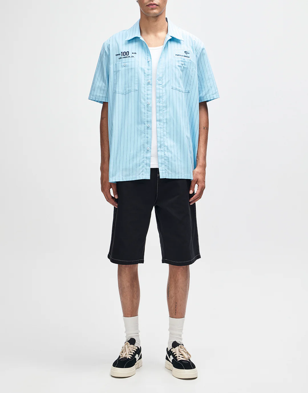 Forecourt Stripe Shirt - Sky Blue - Image 4